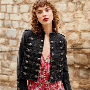 The Kooples Military Black Denim Jacket